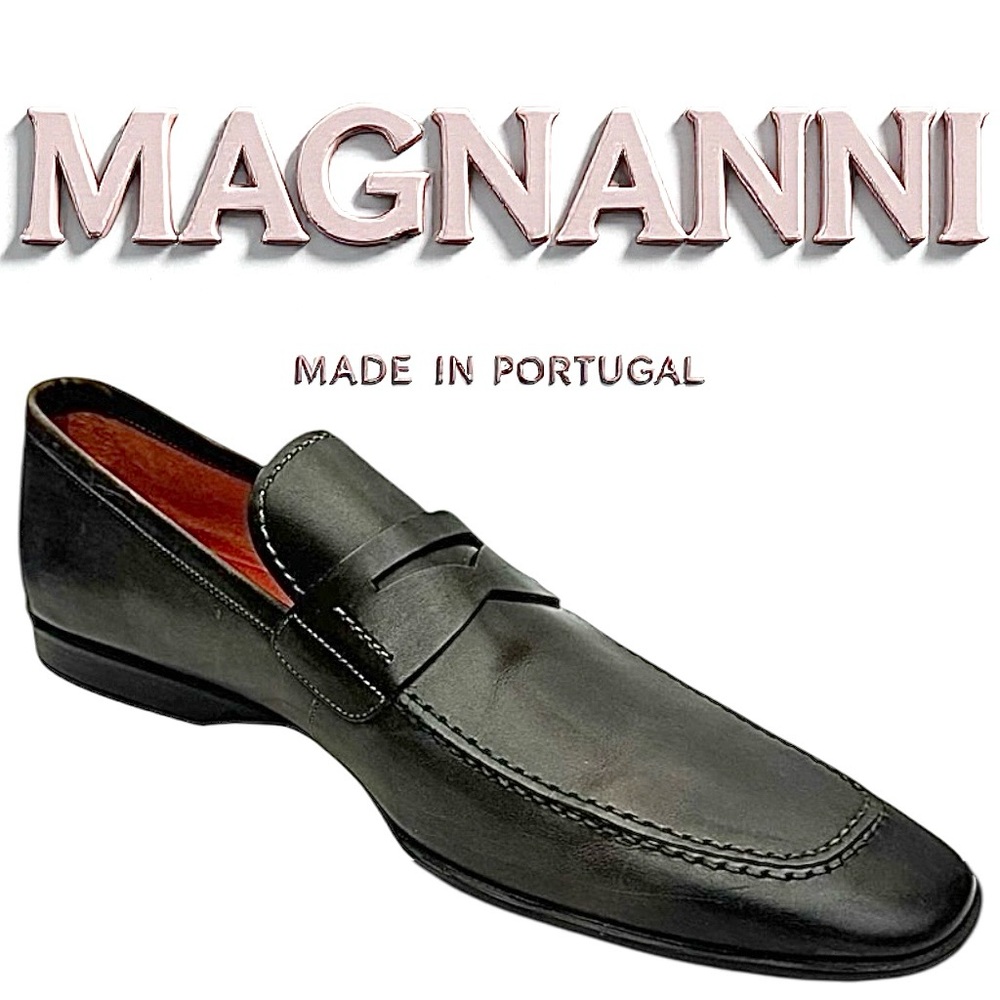 Magnanni Meruelo Penny Loafers Men’s 9.5 Catalux Grey Leather Slip-On Shoes